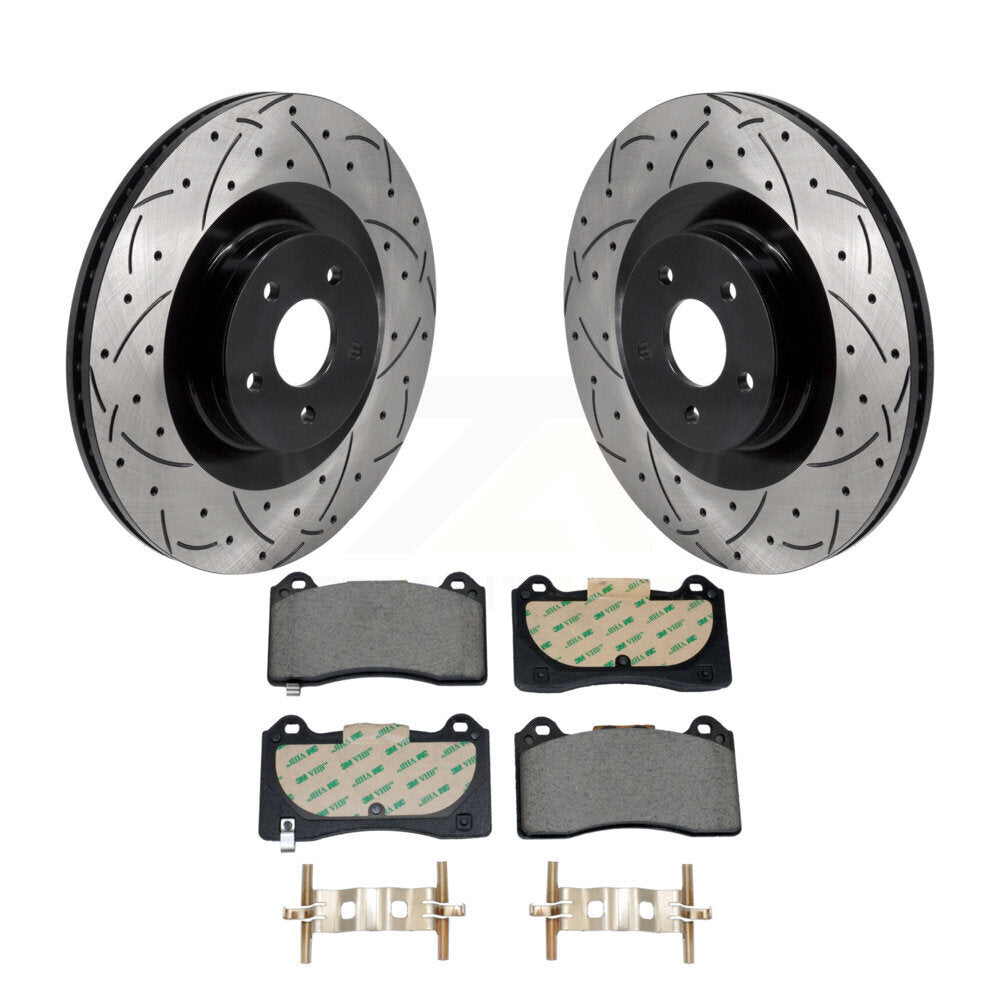 Kit de plaquettes semi-métalliques de Rotor de frein à fente avant percée pour Ford Focus R 2016 – 2018
