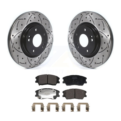 Kit de plaquettes semi-métalliques de Rotor de frein à disque à fente percée avec revêtement avant pour Kia Soul E