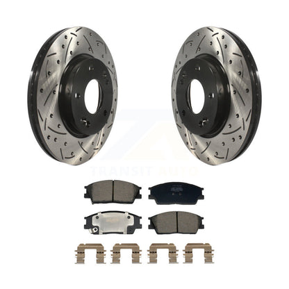 Rotors de frein à fente avant percés, Kit de plaquettes semi-métalliques pour Hyundai Venue Kia Sou