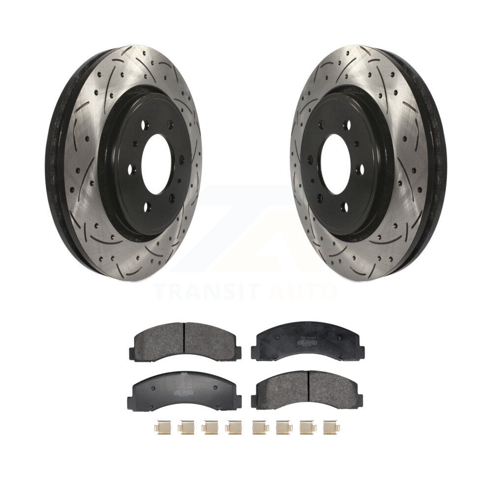 Rotor de frein à fente percée avant et Kit de plaquettes semi-métalliques pour Ford F-150 Expeditio