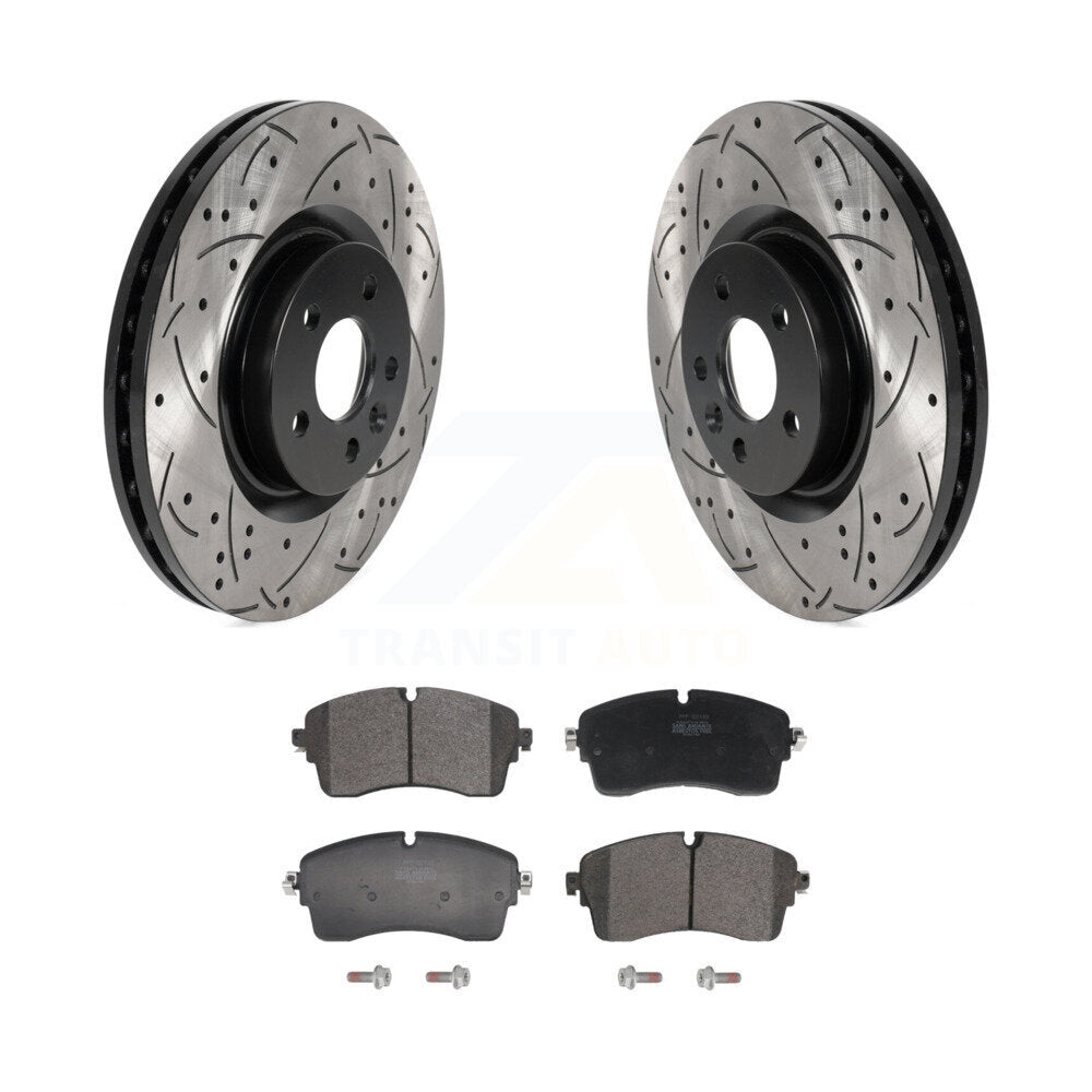 Kit de plaquettes semi-métalliques de Rotor de frein à disque de fente de forage enduit avant pour Jaguar e-pac