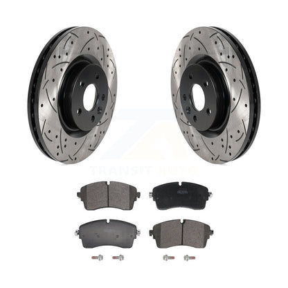Kit de plaquettes semi-métalliques de Rotor de frein à disque de fente de forage enduit avant pour Jaguar e-pac