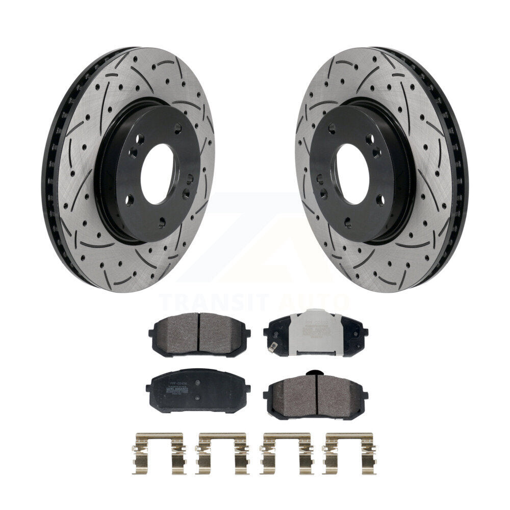 Kit de plaquettes semi-métalliques de Rotor de frein à disque de fente de forage de couche avant pour Hyundai Elantr