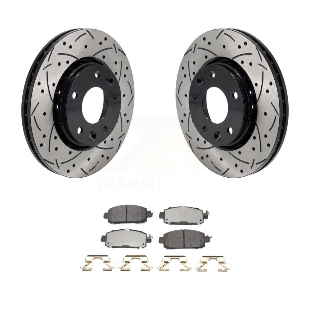 Kit de plaquettes semi-métalliques de rotors de frein à disque de fente de forage avant pour Nissan kick Sentr