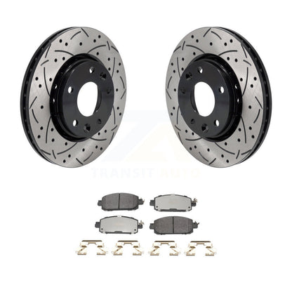 Kit de plaquettes semi-métalliques de rotors de frein à disque de fente de forage avant pour Nissan kick Sentr