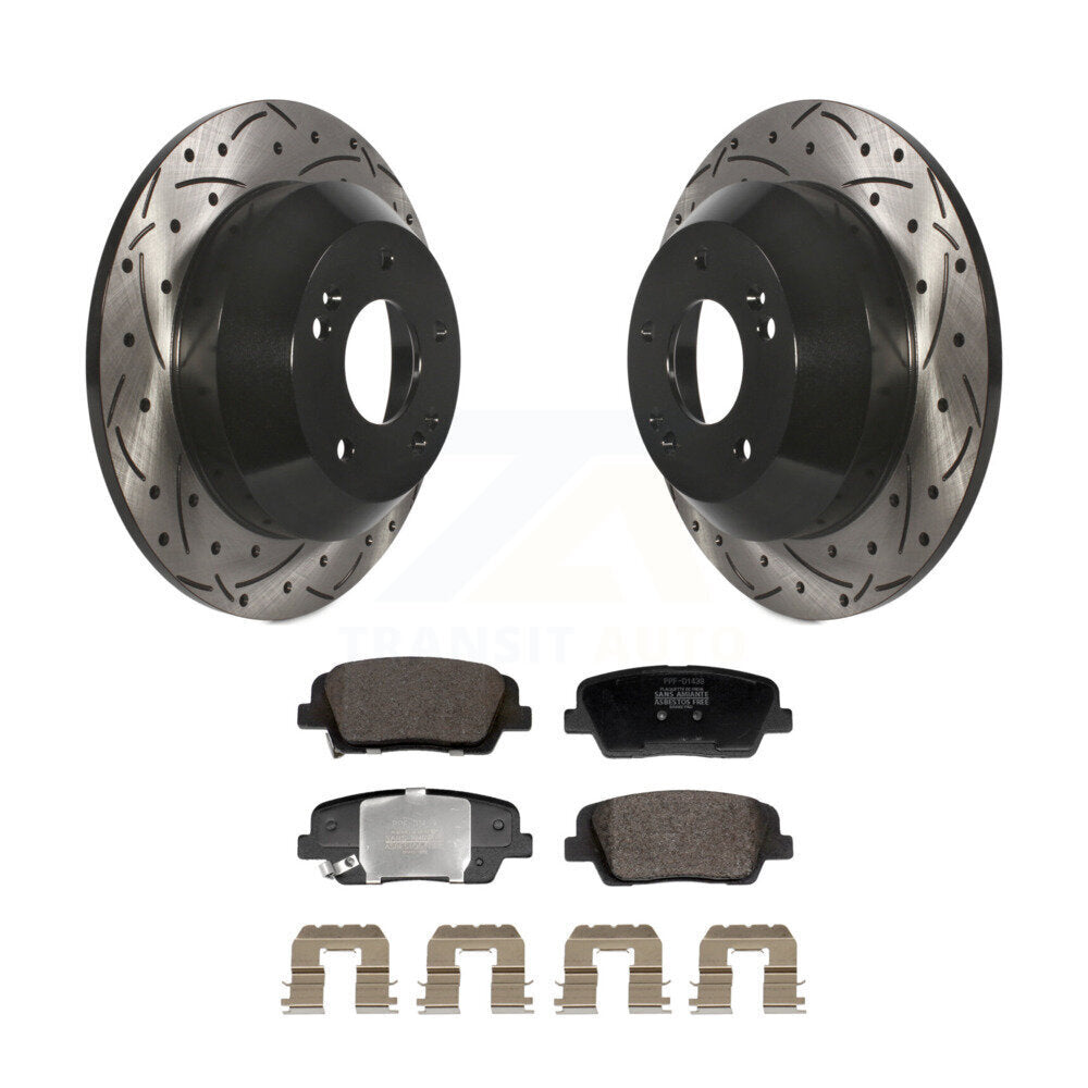 Kit de plaquettes semi-métalliques de Rotor de frein de fente de forage arrière pour Hyundai Santa Fe Sport Ki