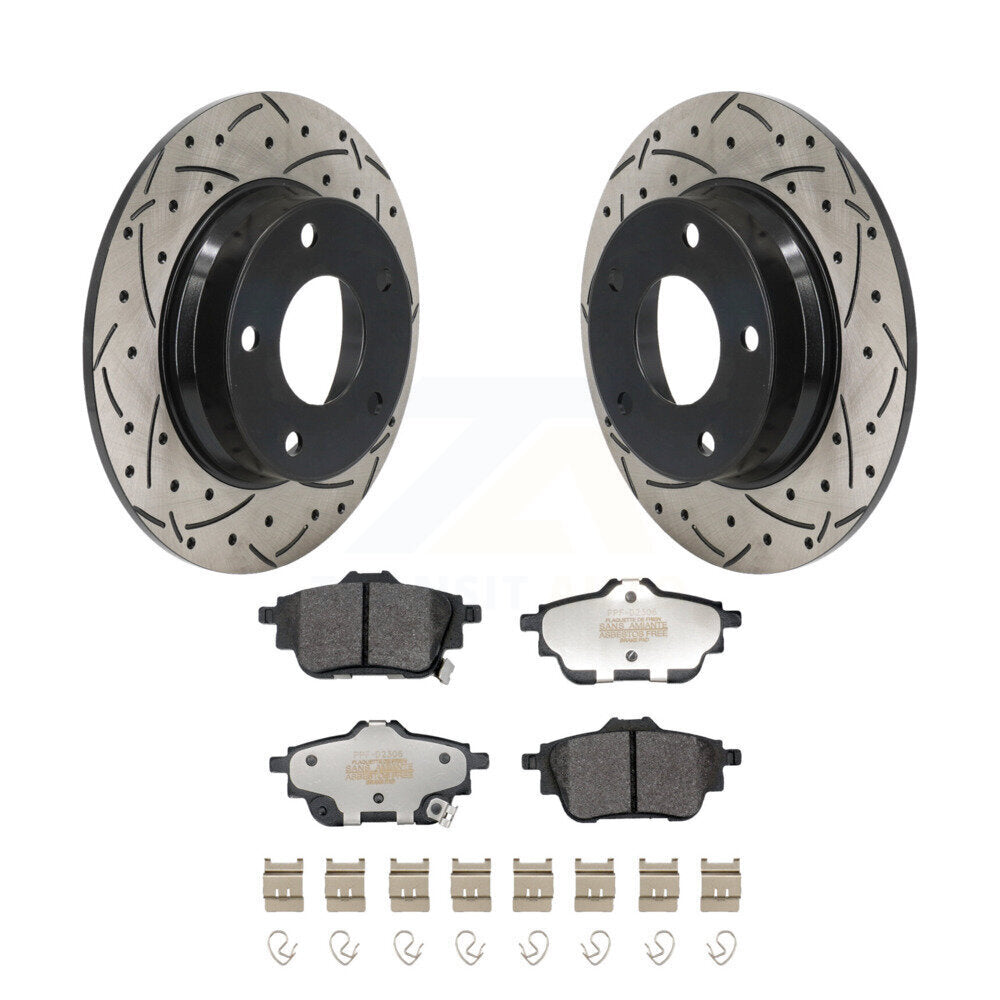 Kit de plaquettes semi-métalliques de rotors de frein à disque de fente de forage enduit arrière pour Nissan Sentr