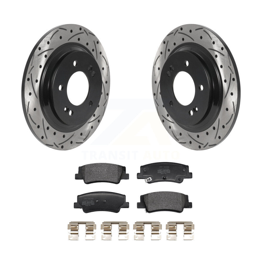 Kit de plaquettes semi-métalliques de Rotor de frein de fente de forage arrière pour Hyundai Sonata Kia Niro E