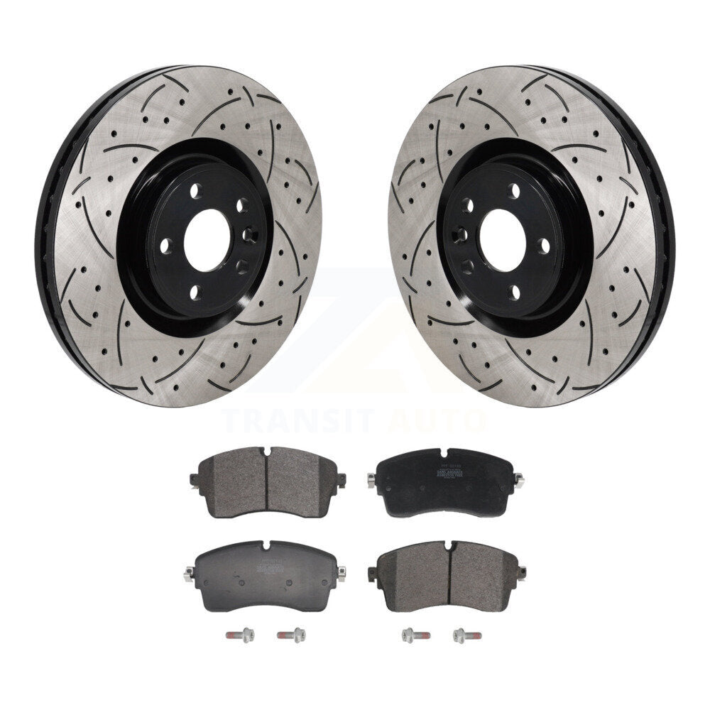 Kit de plaquettes semi-métalliques de Rotor de frein à fente avant percée pour Land Rover Range Evoqu