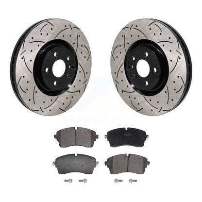 Kit de plaquettes semi-métalliques de Rotor de frein à fente avant percée pour Land Rover Range Evoqu