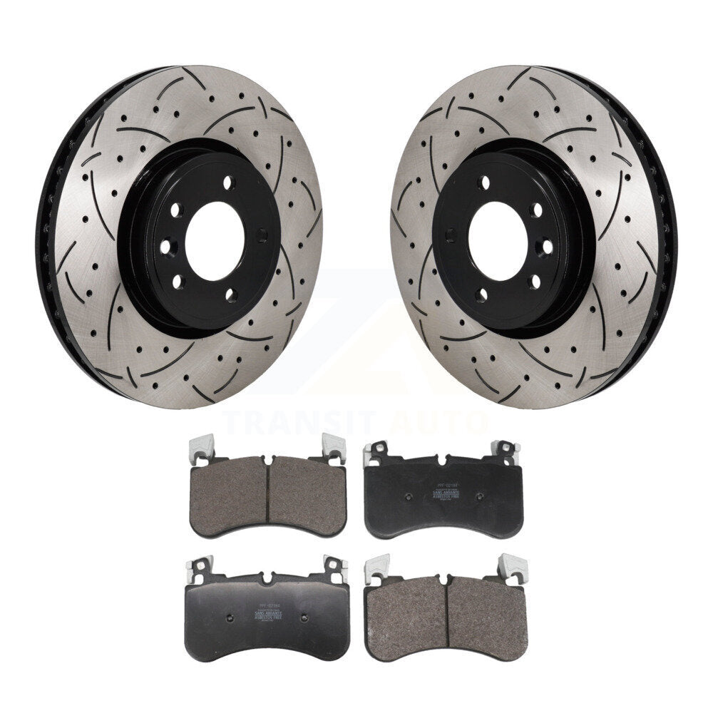 Rotors de frein à fente avant percés, Kit de plaquettes semi-métalliques pour Land Rover Range Spor