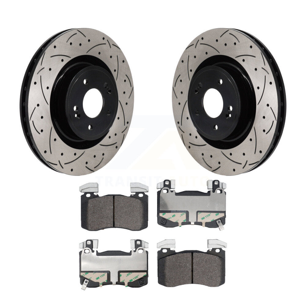 Kit de plaquettes semi-métalliques de Rotor de frein à fente avant percée, pour Genesis G70 Kia Stinge