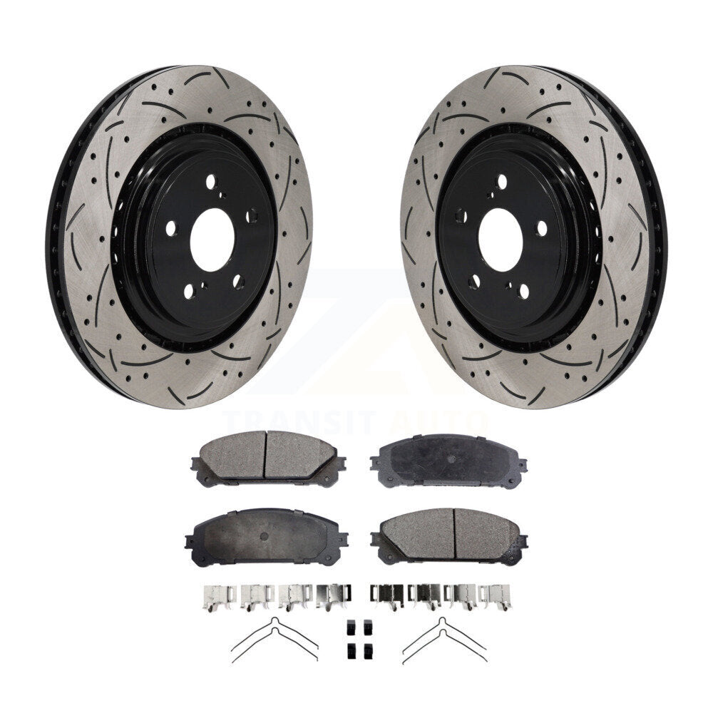 Kit de plaquettes semi-métalliques de Rotor de frein à fente avant percée pour Toyota Highlande 20-22