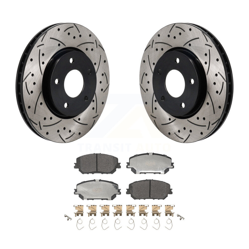 Kit de plaquettes semi-métalliques de rotors de frein à disque de fente de forage enduit avant pour Nissan Rogu