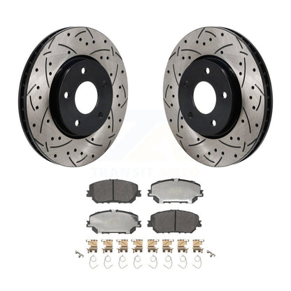 Kit de plaquettes semi-métalliques de rotors de frein à disque de fente de forage enduit avant pour Nissan Rogu