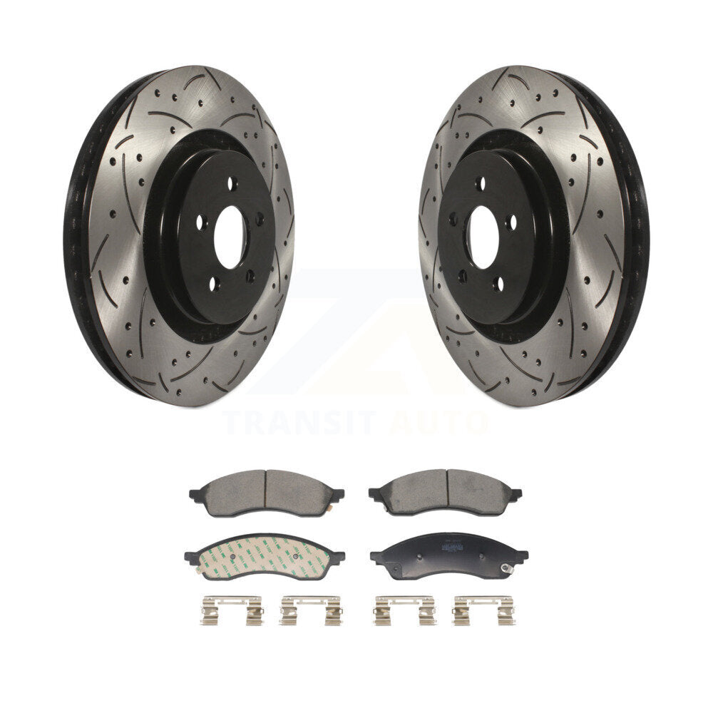 Rotor de frein à disque à fente percée avant et Kit de plaquettes semi-métalliques pour Lincoln Nautilu