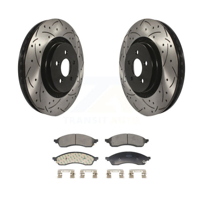 Rotor de frein à disque à fente percée avant et Kit de plaquettes semi-métalliques pour Lincoln Nautilu