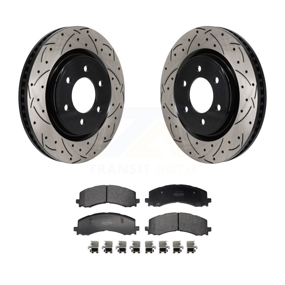 Kit de plaquettes semi-métalliques de Rotor de frein de fente de forage avant pour Ford F-150 Bronco Lincol