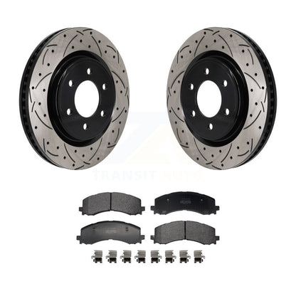 Kit de plaquettes semi-métalliques de Rotor de frein de fente de forage avant pour Ford F-150 Bronco Lincol