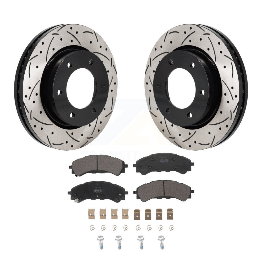 Kit de plaquettes semi-métalliques de Rotor de frein à disque à fente avant percée pour Ford Ranger Bronc