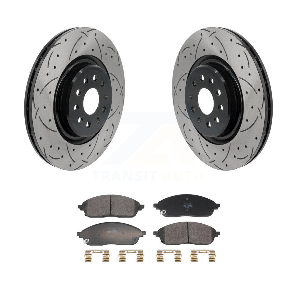 Rotor de frein à fente percée avant et Kit de plaquettes semi-métalliques pour Jeep Grand Cherokee