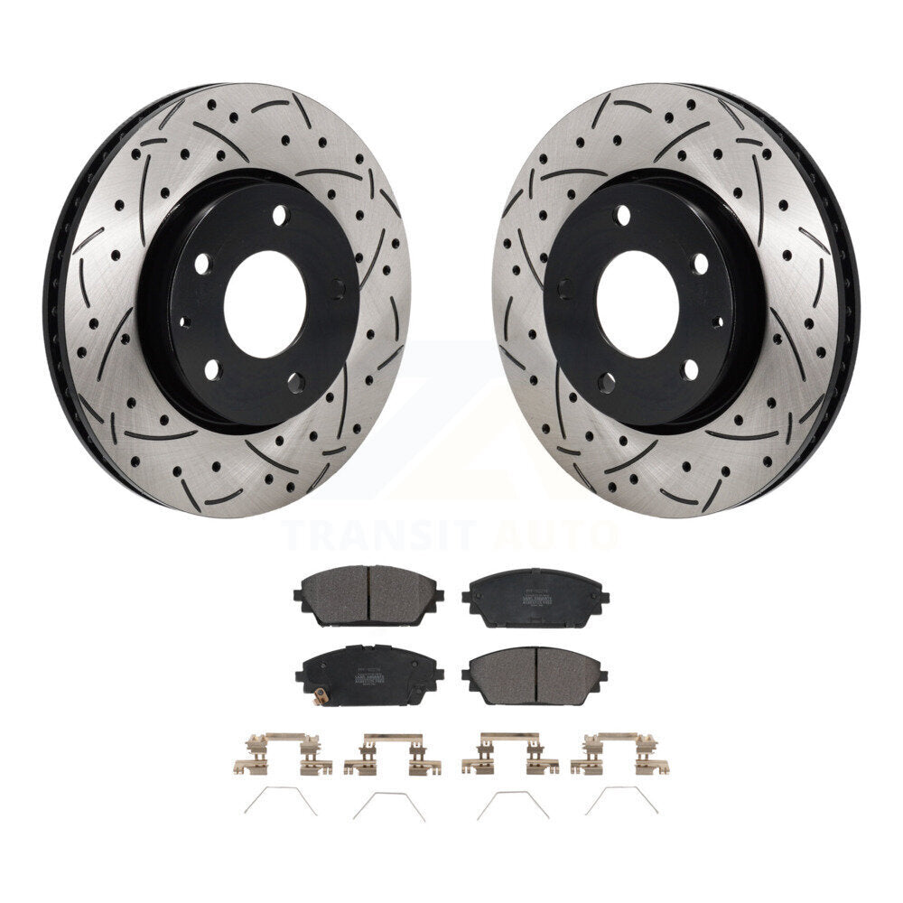 Rotors de frein à disque à fente avant, Kit de plaquettes semi-métalliques pour Mazda 3 Sport FW