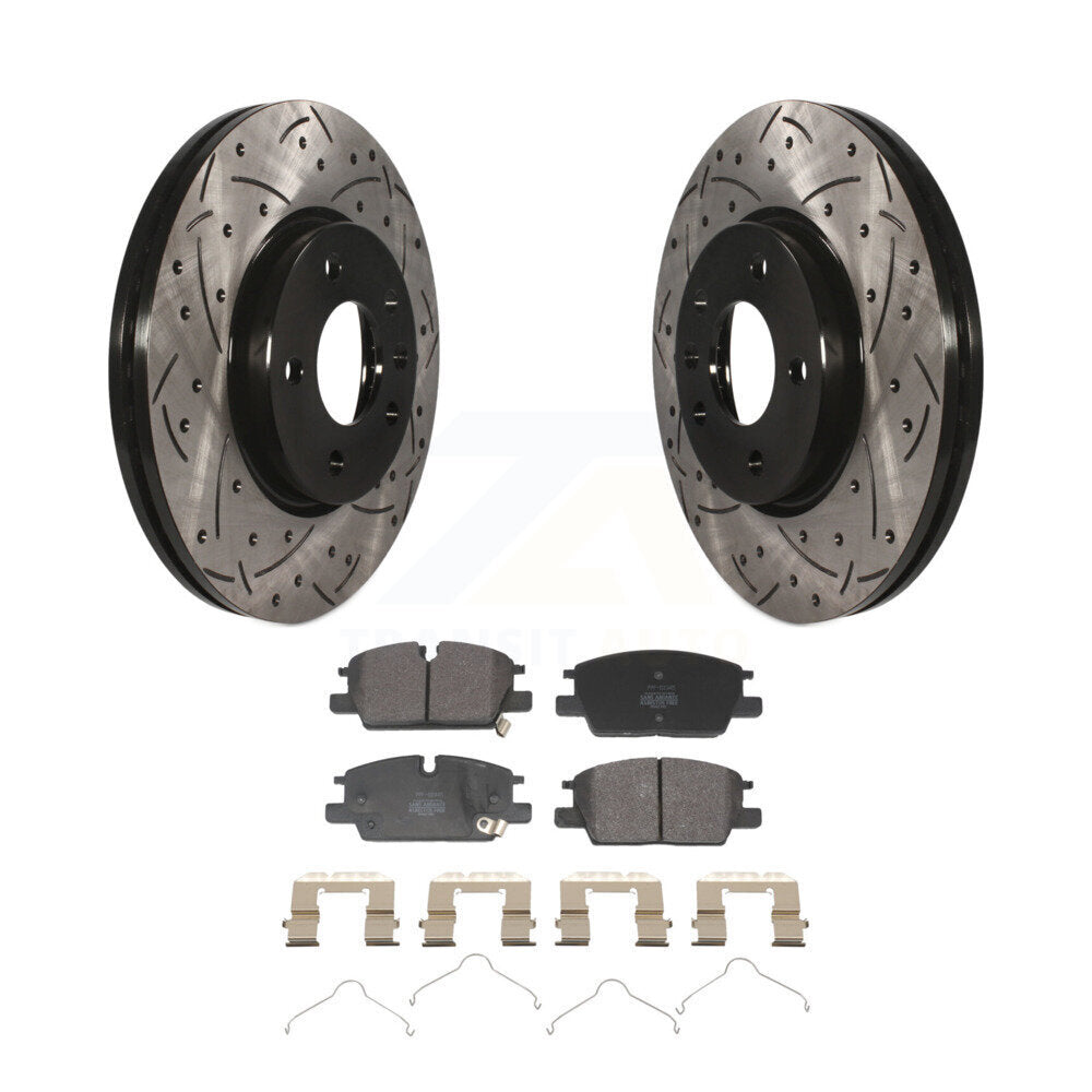 Rotor de frein à fente percée avant et Kit de plaquettes semi-métalliques pour Chevrolet GMC Terrai