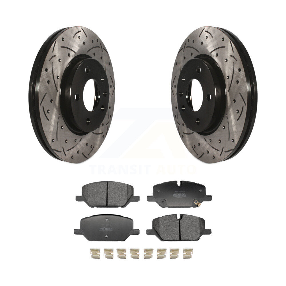 Kit de plaquettes semi-métalliques de Rotor de frein à disque à fente percée à revêtement avant pour GMC Terrai