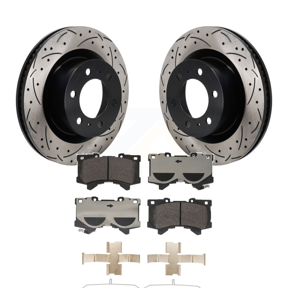 Rotor de frein à fente percée avant et Kit de plaquettes semi-métalliques pour Toyota Tundra Sequoi