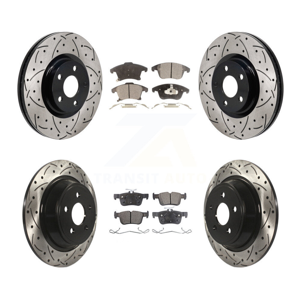 Rotor de frein à fente percée avant et arrière et Kit de plaquettes semi-métalliques pour Lincoln MKZ 2.0