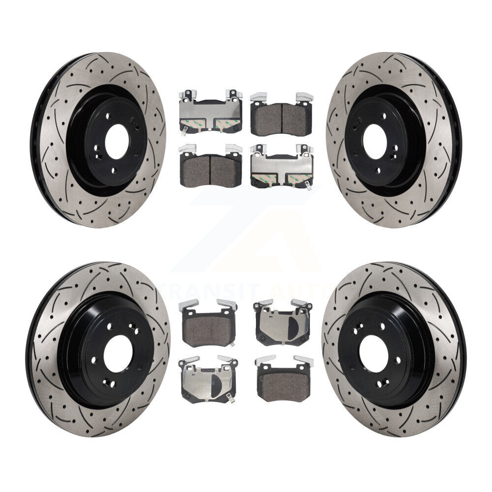 Rotors de frein à fente avant et arrière, Kit de plaquettes semi-métalliques pour 22 Genesis G70 3.3