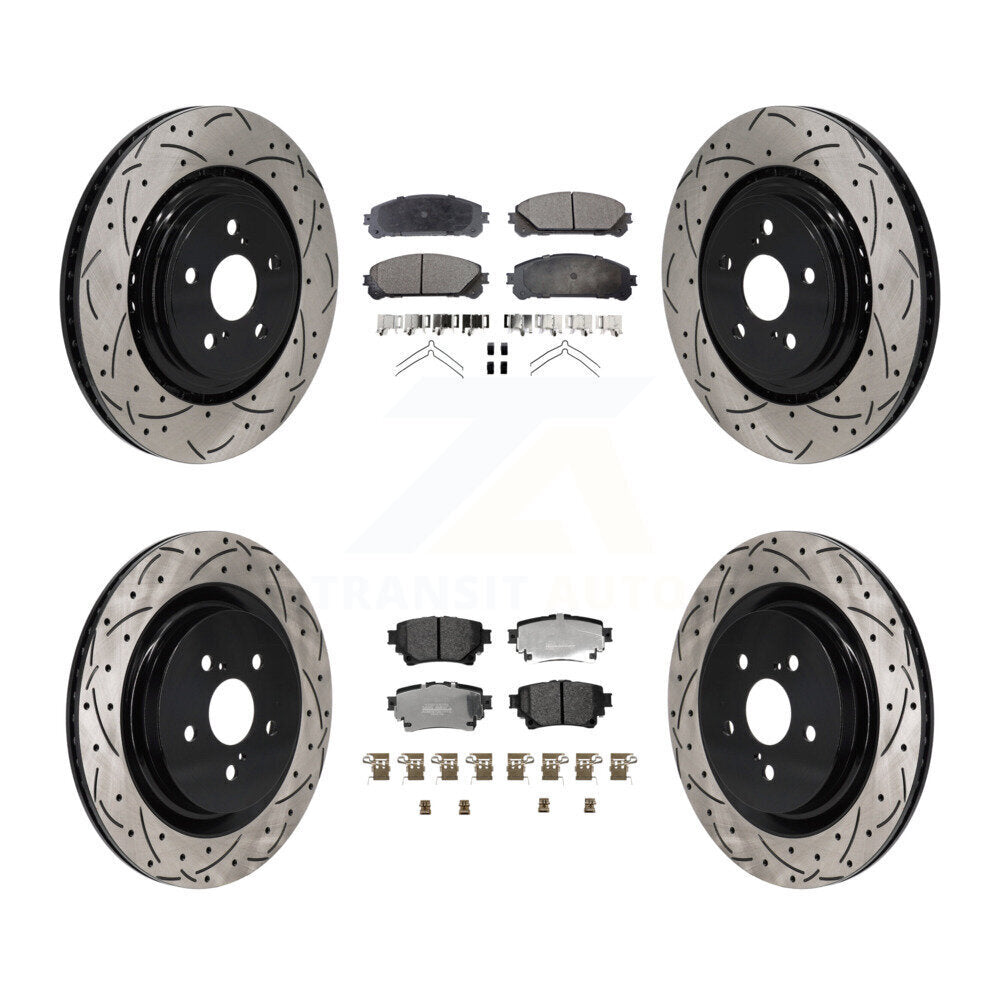 Kit de plaquettes de frein semi-métalliques pour rotors de frein à fente avant et arrière pour Toyota Highlande