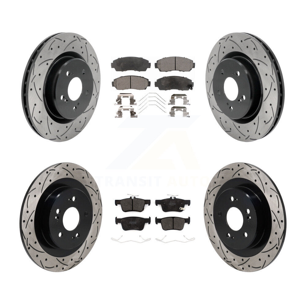 Kit de plaquettes semi-métalliques de Rotor de frein de fente de forage avant et arrière pour Acura TLX 2.0 21-23