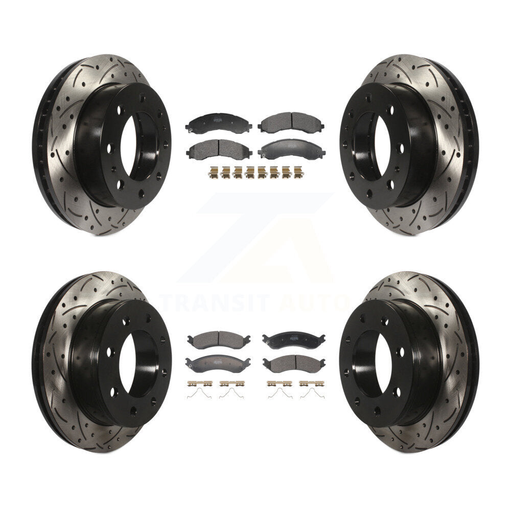Kit de plaquettes semi-métalliques de Rotor de frein à disque de fente de forage avant et arrière pour GMC Savana 250