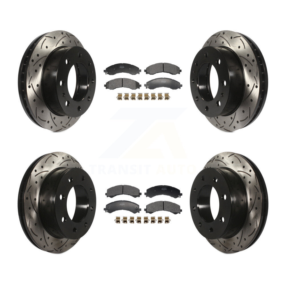 Kit de plaquettes semi-métalliques de Rotor de frein à disque de fente de forage avant et arrière pour GMC Savana 250