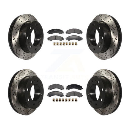 Kit de plaquettes semi-métalliques de Rotor de frein à disque de fente de forage avant et arrière pour GMC Savana 250