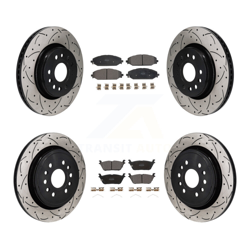 Rotors de frein à fente avant et arrière, Kit de plaquettes semi-métalliques pour Ram 1500 Jeep Gran