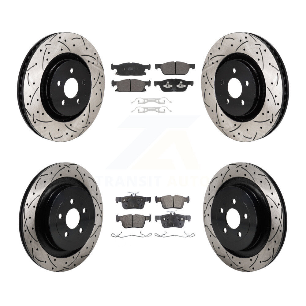 Kit de plaquettes semi-métalliques pour rotors de frein à disque, fente de perçage avant et arrière, pour Ford Edge