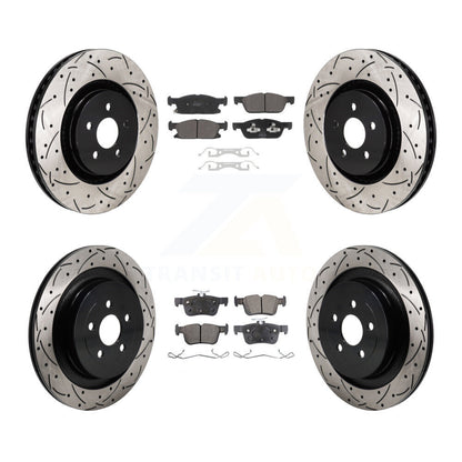 Kit de plaquettes semi-métalliques pour rotors de frein à disque, fente de perçage avant et arrière, pour Ford Edge