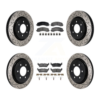 Kit de plaquettes semi-métalliques de Rotor de frein à disque de fente de forage avant et arrière pour Ford Expeditio