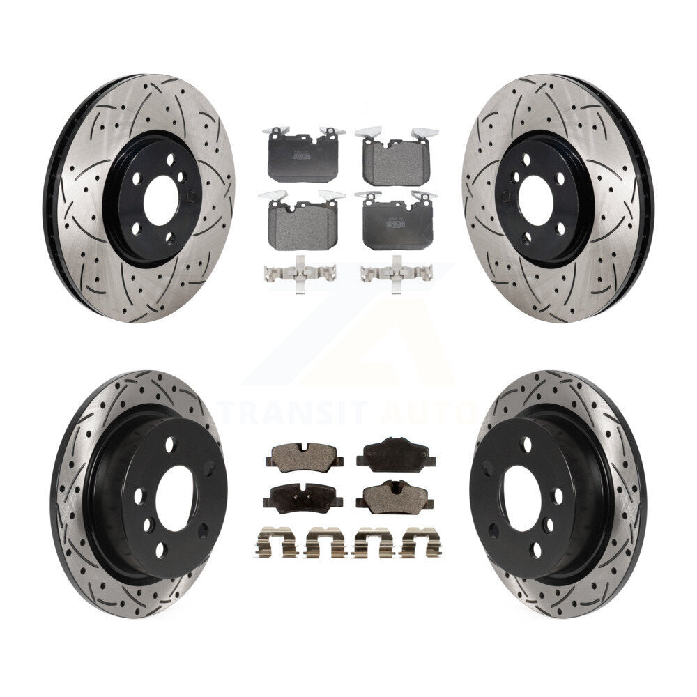 Rotor de frein à disque à fente percée avant et arrière et Kit de plaquettes semi-métalliques pour Mini Coope