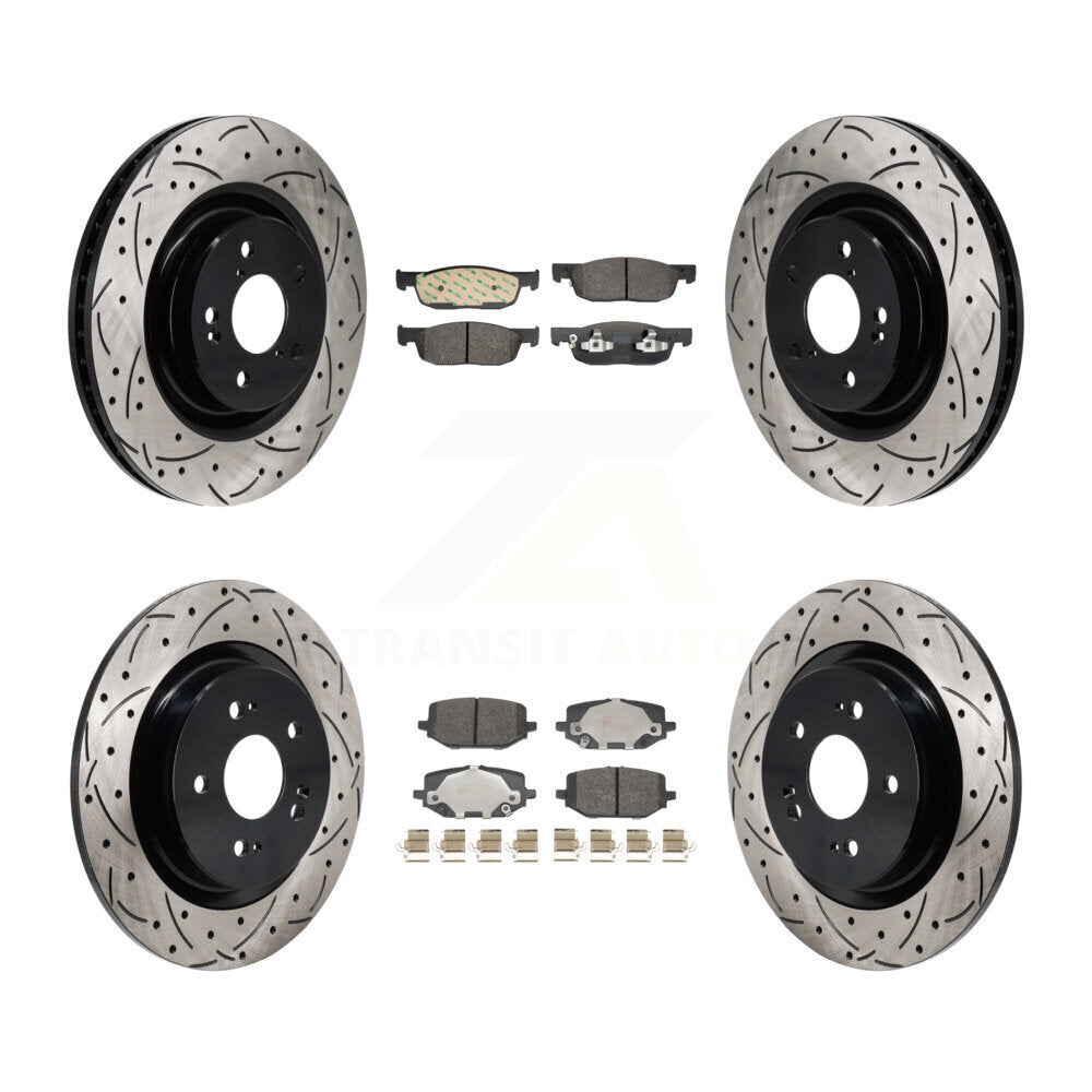 Kit de plaquettes semi-métalliques de Rotor de frein de fente de forage avant et arrière pour Acura MDX 3.5 22-23