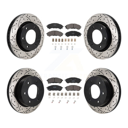 Kit de plaquettes de frein semi-métalliques pour rotors de frein à fente avant et arrière, pour gamme Ford 19-23