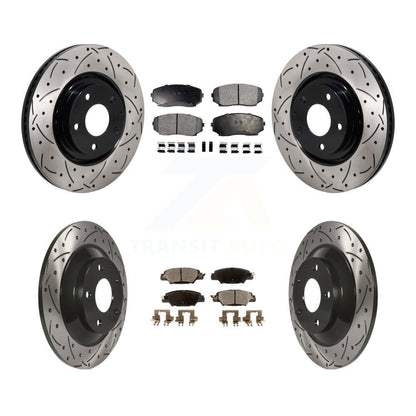 Kit de plaquettes semi-métalliques de Rotor de frein à disque de fente de forage de manteau avant et arrière pour Mazda CX-