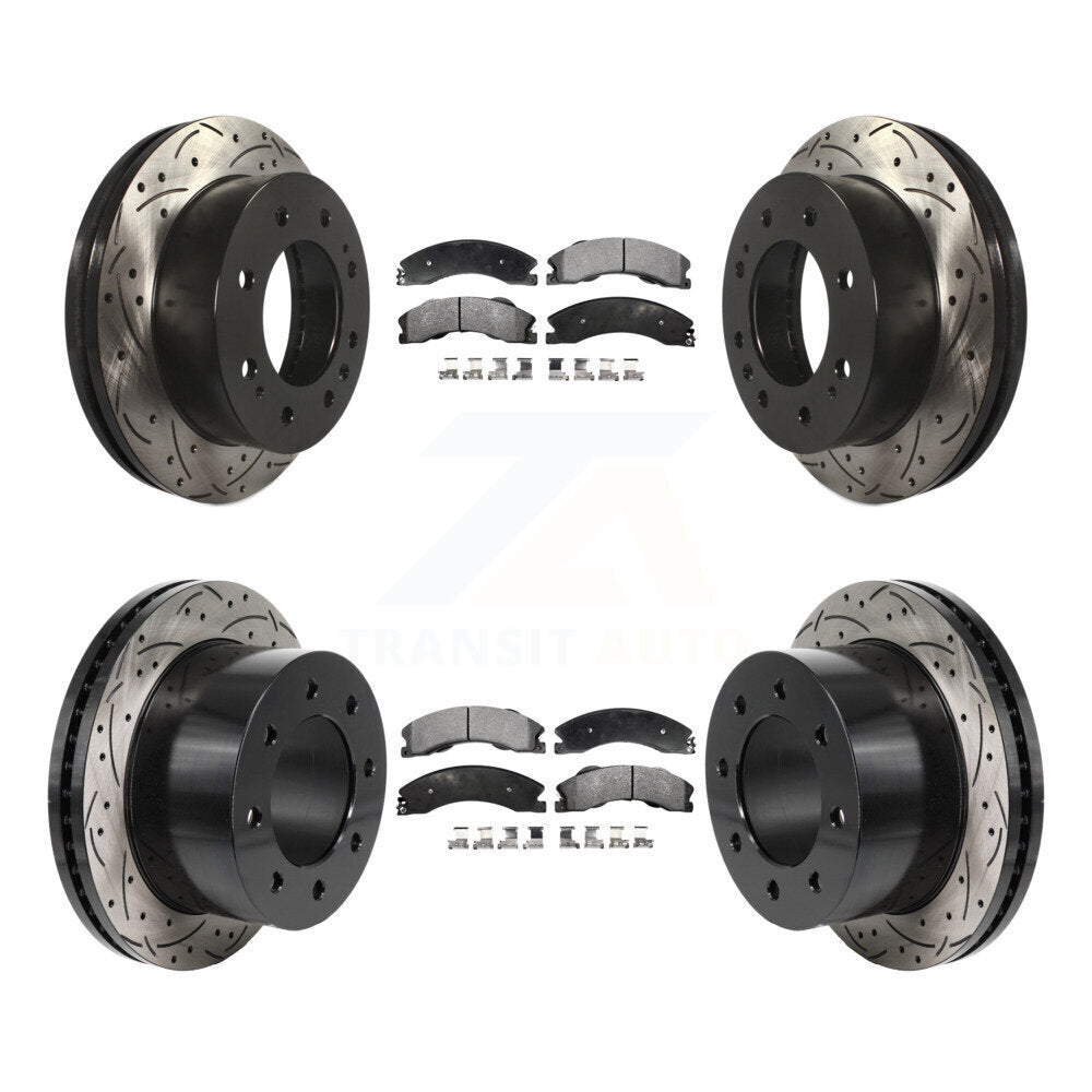 Kit de plaquettes semi-métalliques de Rotor de frein à fente avant et arrière, pour GMC Sierra 3500 H