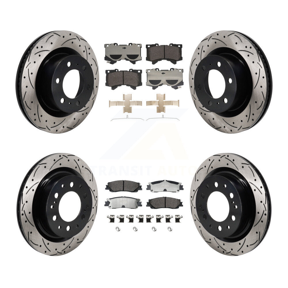 Rotors de frein à fente avant et arrière, Kit de plaquettes semi-métalliques pour Toyota Tundra Lexu
