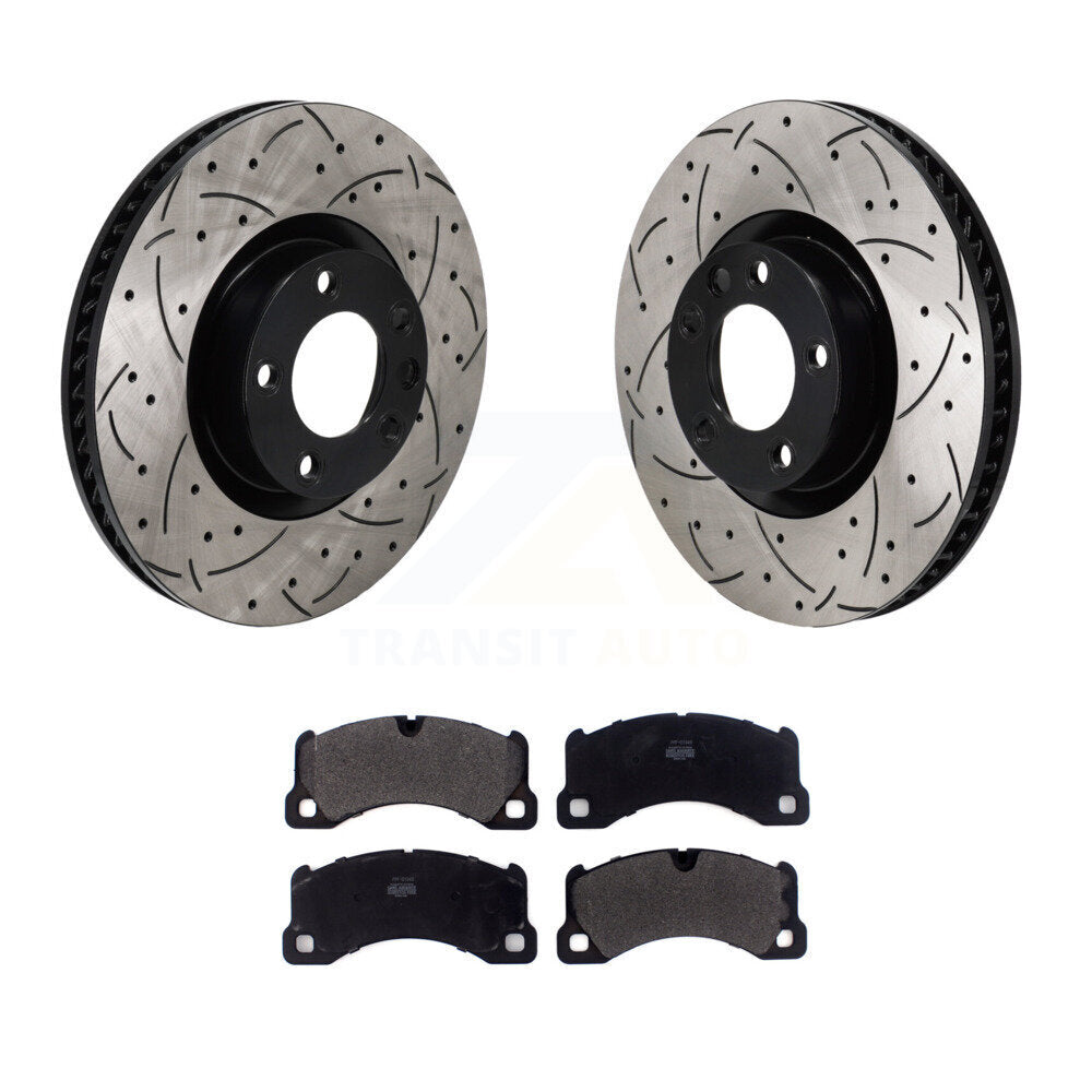 Kit de plaquettes semi-métalliques de Rotor de frein à disque à fente avant percée pour Volkswagen Touare
