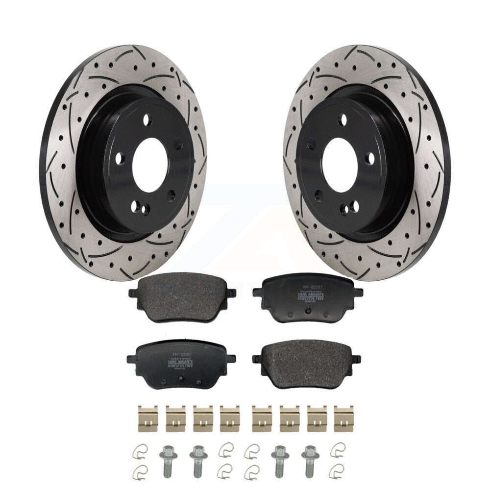 Kit de plaquettes semi-métalliques de rotors de frein à fente de forage arrière pour Mercedes-Benz A220 CLA25