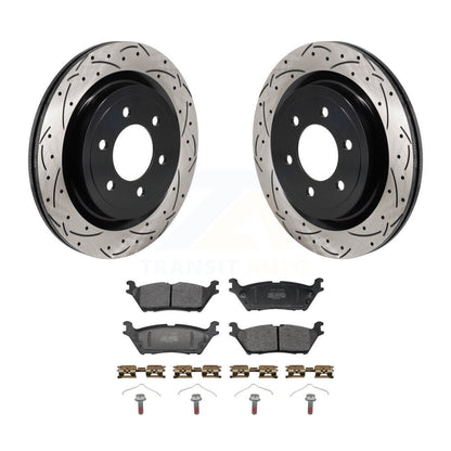 Kit de plaquettes semi-métalliques de rotors de frein à disque de fente de forage arrière pour Ford F-150 Lightnin