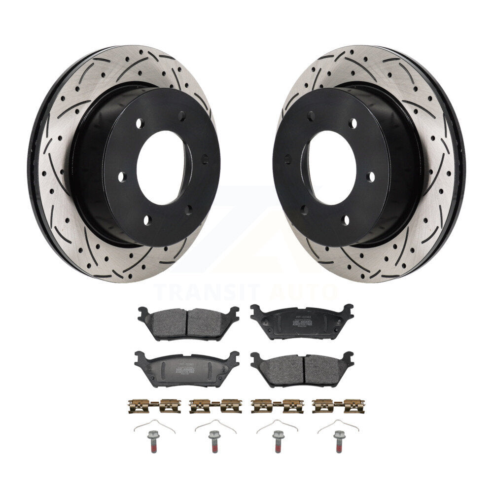 Kit de plaquettes semi-métalliques de Rotor de frein à fente de forage arrière pour Ford Bronco 2022 2023 3.0